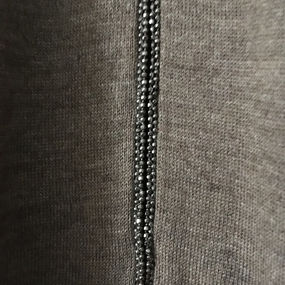 MARLOWE Heather Brown 70% Cashmere + Silk Monili Beaded V Neck Sweater M - Picture 3 of 4